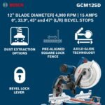 Bosch 15 Amp 12 in. Corded Dual-Bevel Sliding Glide Miter Saw with 60 Tooth Saw Blade GCM12SD - Image 8