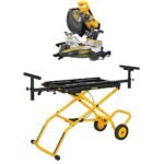 DEWALT 60V Lithium-Ion 12 in. Cordless Sliding Miter Saw (Tool Only) and 32-1/2 in. x 60 in. Rolling Miter Saw Stand DCS781BWDWX726