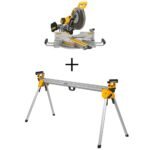 DEWALT 15 Amp Corded 12 in. Double Bevel Sliding Compound Miter Saw and Heavy Duty Miter Saw Stand with Wrench & Material Clamp DWS780WDWX723