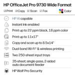 HP - OfficeJet Pro 9730 Wireless Wide Format All-in-One Inkjet Printer, Scanner, Copier, AI-Enabled with 3 Mos of Instant Ink - White - Image 2