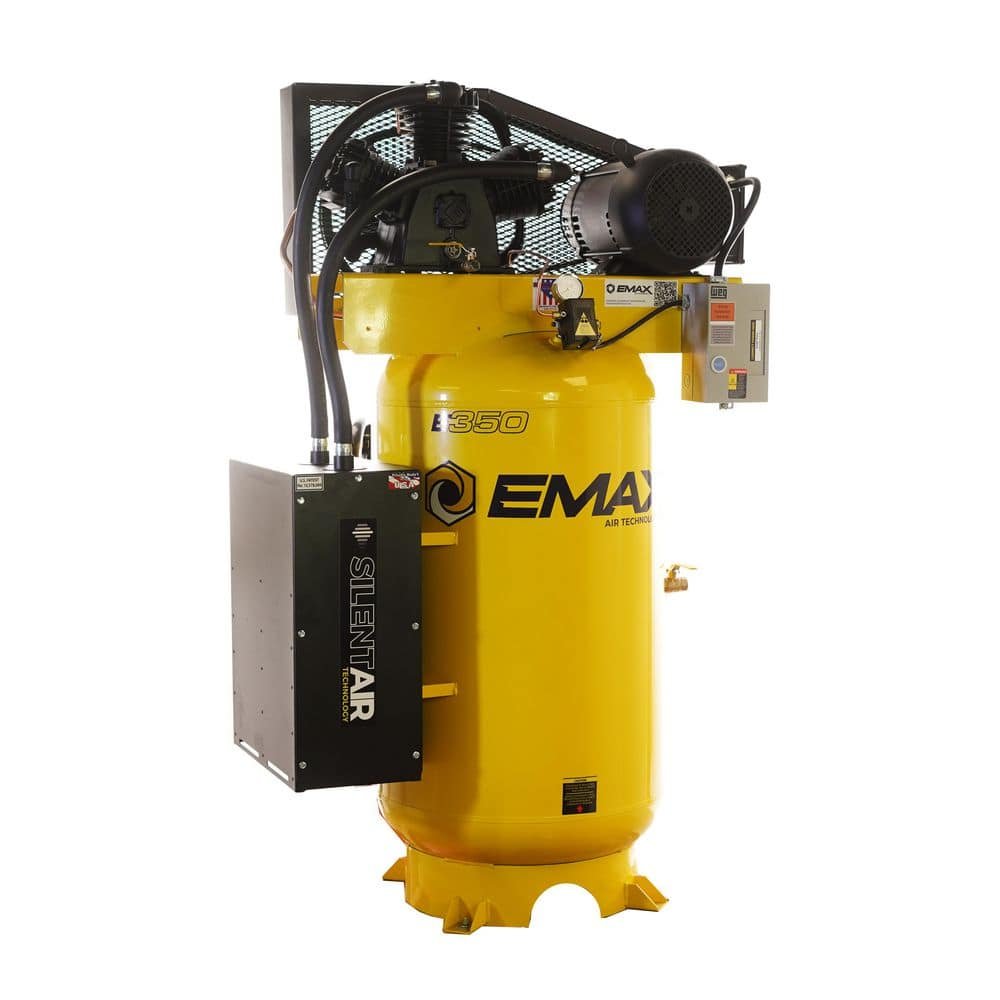 emax-stationary-air-compressors-hes07v080y1-64_1000.jpg EMAX 80 Gal. 7.5 HP 3-Cylinder 1-Phase 175 PSI Silent Air Electric Air Compressor with Isolator Pads and Auto Drain HES07V080Y1 - Image 1