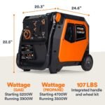 Generac 5200/3900-Watt Dual Fuel Inverter Generator, Fully Enclosed Case and Easy-To-Use Electric Start with Battery Included 8945 - Image 3