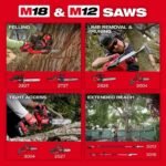 Milwaukee M18 FUEL 18V 16 in. Brushless Cordless Battery Powered Chainsaw Kit w/ Pole Saw, 12.0 Ah Battery and Rapid Charger 2727-21HD-3016-20PS - Image 14