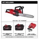 Milwaukee M18 FUEL 16 in. 18V Brushless Cordless Battery Powered Chainsaw w/ 12.0 Ah & 8.0 Ah FORGE Battery, Rapid Charger 2727-21HD-48-11-1881 - Image 2