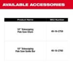 Milwaukee M18 FUEL 10 in 18V Lithium-Ion Brushless Cordless Battery Telescoping Pole Saw w/14 in Top Handle Chainsaw (2-Tool) 2826-20T-3013-20 - Image 12