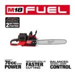 Milwaukee M18 FUEL 18V Brushless Cordless 20 in. Dual Battery Chainsaw Kit with (2) 8.0 Ah FORGE Batteries, Dual Bay Rapid Charger 2827-22 - Image 4