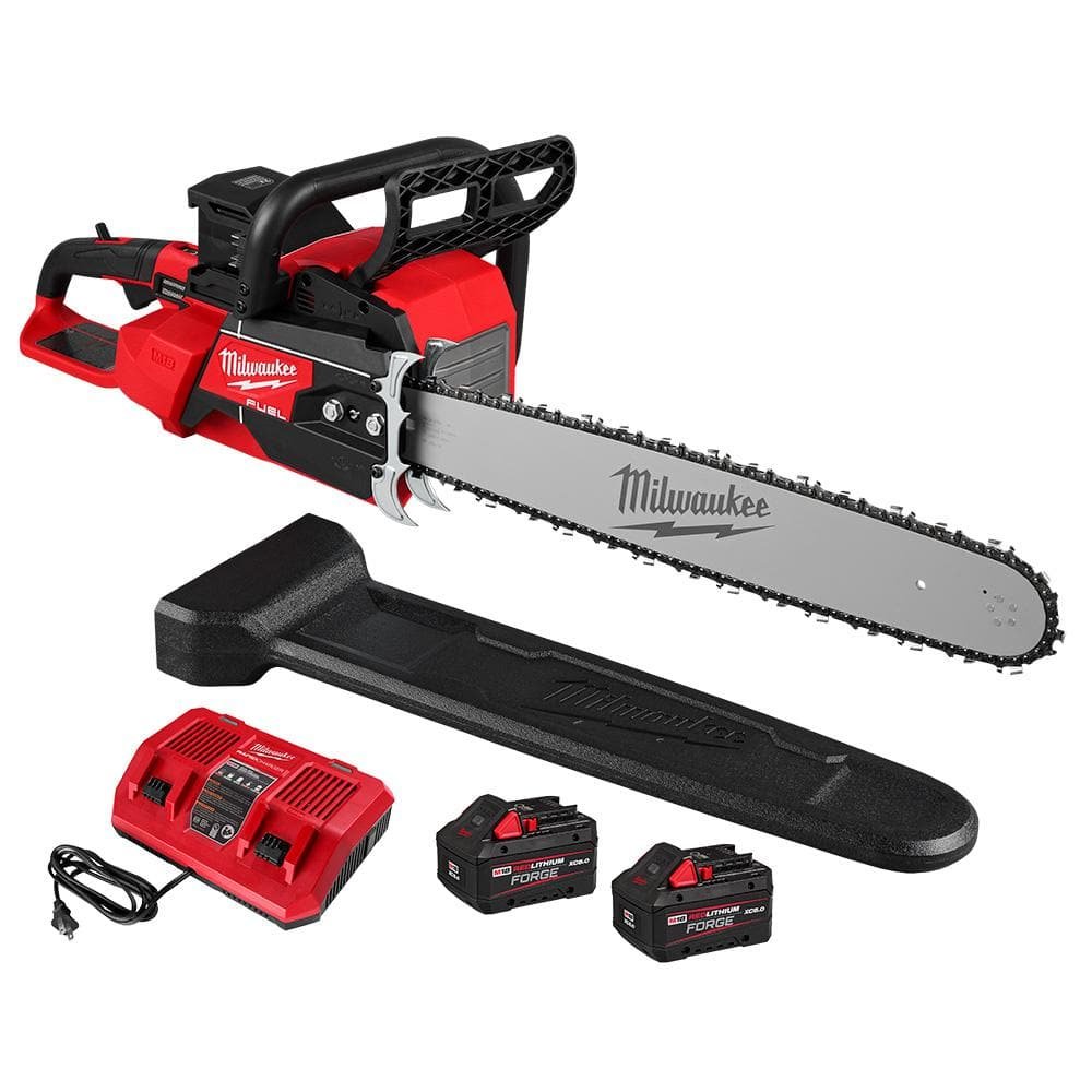 milwaukee-cordless-chainsaws-2827-22-64_1000.jpg Milwaukee M18 FUEL 18V Brushless Cordless 20 in. Dual Battery Chainsaw Kit with (2) 8.0 Ah FORGE Batteries, Dual Bay Rapid Charger 2827-22 - Image 1