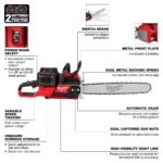 Milwaukee M18 FUEL 18V Brushless Cordless 20 in. Dual Battery Chainsaw Kit with (2) 8.0 Ah FORGE Batteries, Dual Bay Rapid Charger 2827-22 - Image 6