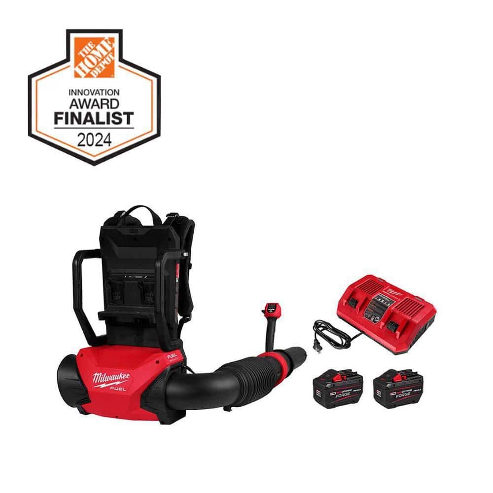 milwaukee-cordless-leaf-blowers-3009-22hd-64_1000.jpg Milwaukee M18 FUEL 155 MPH 650 CFM 18V Brushless Cordless Battery Backpack Blower w/ (2) 12.0 Ah FORGE Batteries, Charger 3009-22HD - Image 1