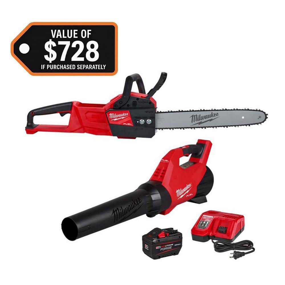 milwaukee-cordless-leaf-blowers-3017-21hd-2727-20-64_1000.jpg Milwaukee M18 FUEL 120 MPH 500 CFM 18V Brushless Cordless Battery Powered Blower Kit w/ 16 in. Chainsaw, 12.0 Ah Battery, Charger 3017-21HD-2727-20 - Image 1