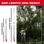 Milwaukee M18 FUEL 10 in. 18V Lithium-Ion Brushless Electric Cordless Telescoping Pole Saw Kit w/12.0 Ah Battery and Rapid Charger 3013-21 - Image 9