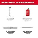 Milwaukee M18 FUEL 10 in. 18V Lithium-Ion Brushless Electric Cordless Telescoping Pole Saw Kit w/12.0 Ah Battery and Rapid Charger 3013-21 - Image 14