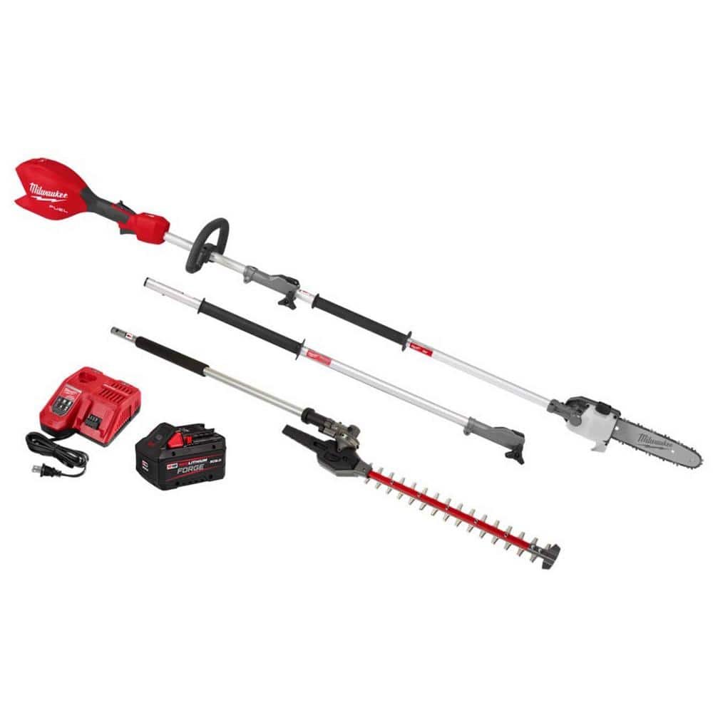 milwaukee-cordless-pole-saws-3016-21ps-49-16-2719-64_1000.jpg Milwaukee M18 FUEL 18V 10 in. Brushless Cordless Battery Powered QUIK-LOK Pole Saw 8.0 Ah FORGE Kit w/ Articulating Hedge Trimmer 3016-21PS-49-16-2719 - Image 1