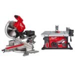 Milwaukee M18 FUEL 18V Lithium-Ion Brushless 12 in. Cordless Dual Bevel Sliding Compound Miter Saw with 8-1/4 in. Table Saw 2739-20-2736-20
