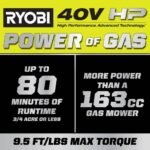 RYOBI 40V HP Brushless 21 in. Cordless Battery Walk Behind Self-Propelled Lawn Mower with (2) 6.0 Ah Batteries and Charger RY40HPLM01K2 - Image 2