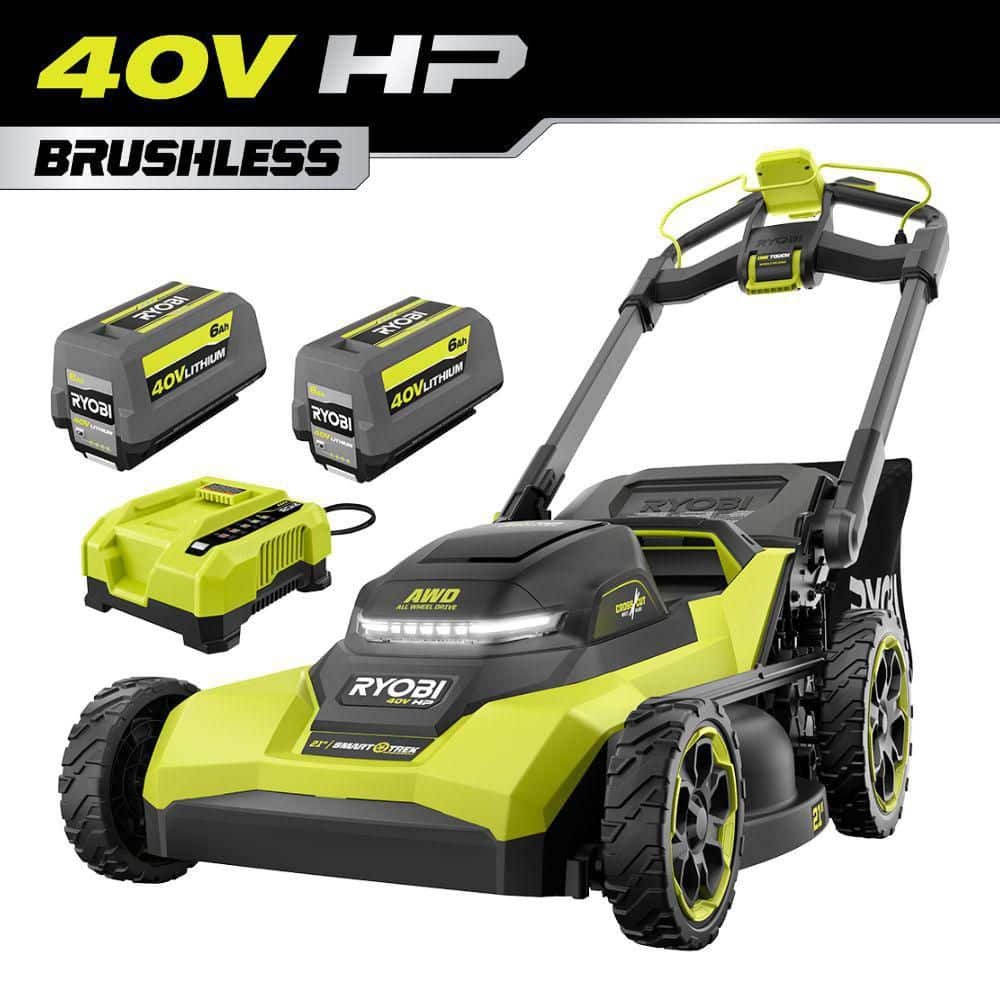 ryobi-electric-self-propelled-lawn-mowers-ry40hplm03k2-64_1000.jpg RYOBI 40V HP 21 in. Brushless Cordless Cross Cut Self-Propelled All Wheel Drive Mower w/ (2) 6.0 Ah Batteries & Charger RY40HPLM03K2 - Image 1