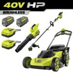 RYOBI 40V HP Brushless 20" Cordless Battery Walk Behind Self-Propelled Mower, w/ String Trimmer, Blower, Batteries & Chargers RY40HPLM07K-RY40HPCK202K