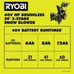 RYOBI 40V HP Brushless Whisper Series 24" 2-Stage Cordless Electric Self-Propelled Snow Blower - (4) 6 Ah Batteries & Charger RY40870 - Image 11