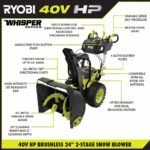 RYOBI 40V HP Brushless Whisper Series 24" 2-Stage Cordless Electric Self-Propelled Snow Blower - (4) 6 Ah Batteries & Charger RY40870 - Image 4