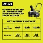 RYOBI 40V HP Brushless 21 in. Single-Stage Cordless Electric Auger Propelled Snow Blower with (2) 8.0 Ah Batteries & Chargers RY40HPSN02K2 - Image 11