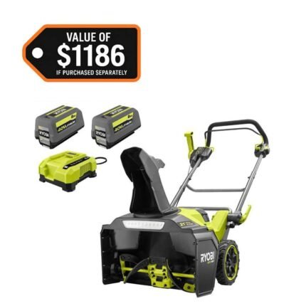 RYOBI 40V HP Brushless 21 in. Single-Stage Cordless Electric Auger Propelled Snow Blower with (2) 8.0 Ah Batteries & Chargers RY40HPSN02K2