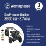 Westinghouse 3600 PSI 2.7 GPM 212cc Gas Powered Triplex Pump Cold Water Pressure Washer with 5-Quick Connect Nozzles WPX3600 - Image 2