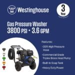 Westinghouse 3800 PSI 3.6 GPM 274cc Gas Powered Triplex Pump Cold Water Pressure Washer with 5-Quick Connect Nozzles WPX3800 - Image 2